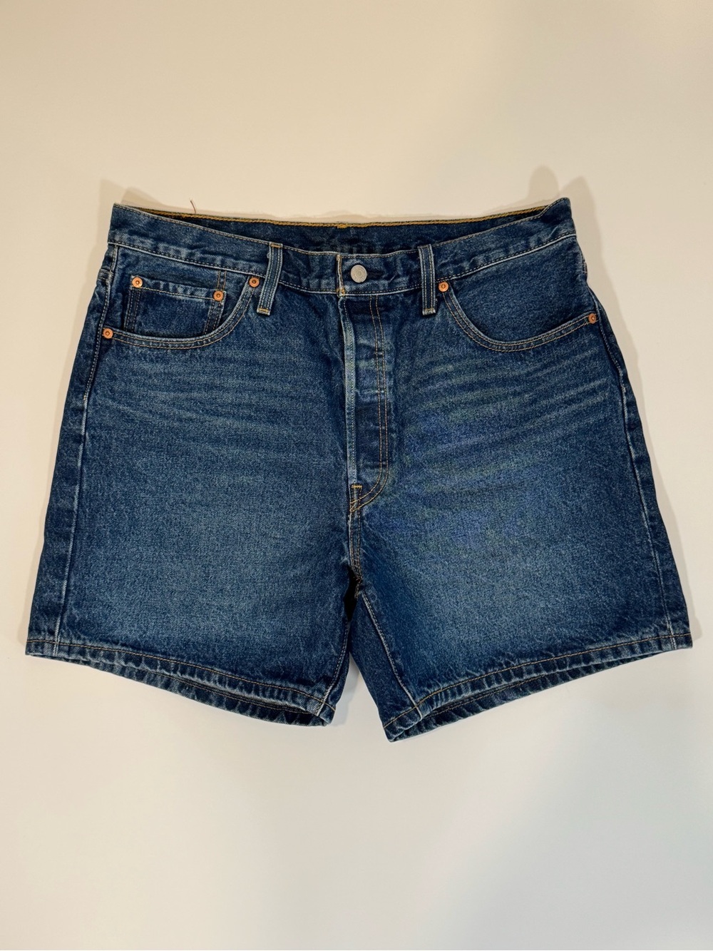 Levi's 501 Dark Blue Button Fly Denim Jean Shorts Size 34